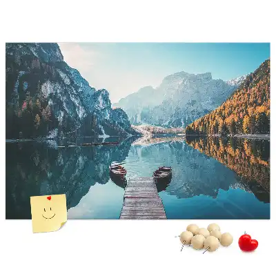 Printed Cork Board Boats on the lake