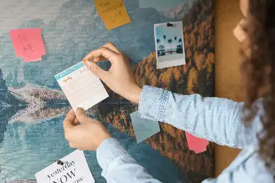 Printed Cork Board with Boats on the Lake Design