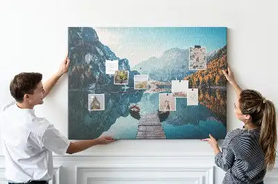 Printed Cork Board Boats on the lake