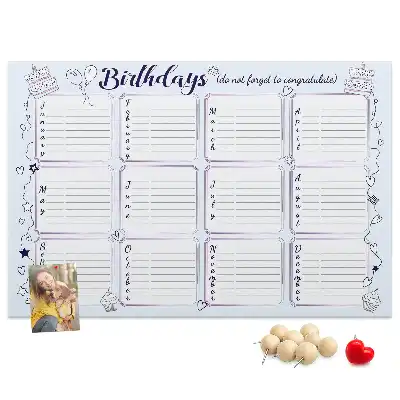 Cork birthday memo board