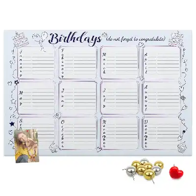 Cork birthday memo board