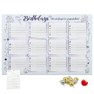 Cork birthday memo board