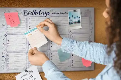 Cork birthday memo board
