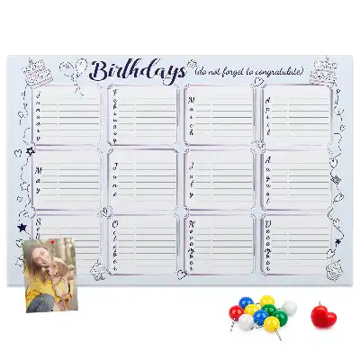 Cork birthday memo board