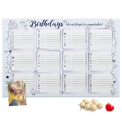 Cork birthday memo board