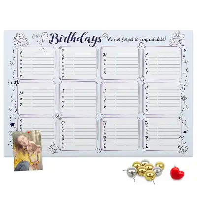Cork birthday memo board