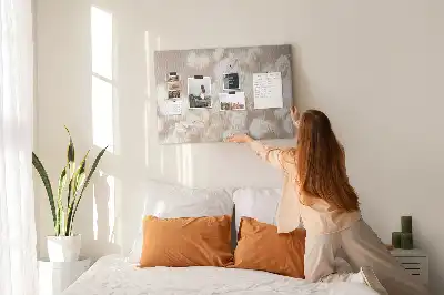 Small printed cork board with white flowers
