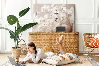 Small printed cork board with white flowers