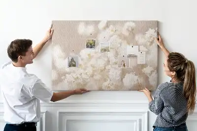 Small printed cork board with white flowers