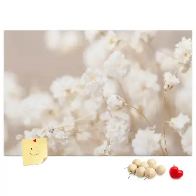 Small printed cork board with white flowers