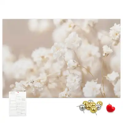 Small printed cork board with white flowers