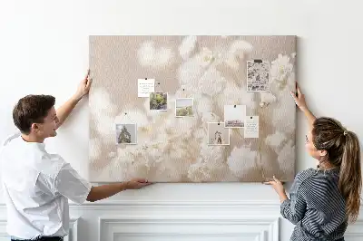 Small printed cork board with white flowers