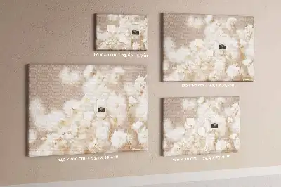 Small printed cork board with white flowers