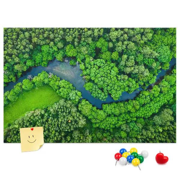 Printed Cork Memo Board River in the forest