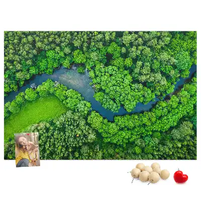 Printed Cork Memo Board River in the forest