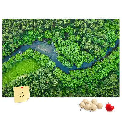 Printed Cork Memo Board River in the forest
