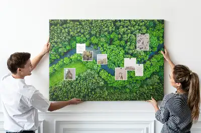 Printed Cork Memo Board River in the forest