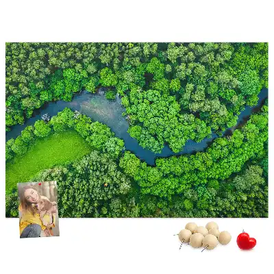 Printed Cork Memo Board River in the forest