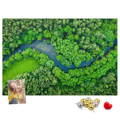 Printed Cork Memo Board River in the forest