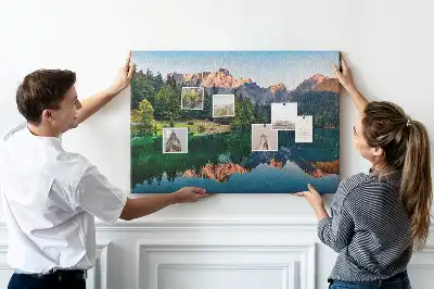 Cork memo board Lake landscape