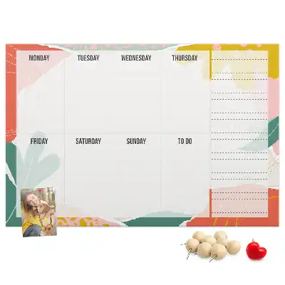Printed Cork Board Weekly Planner