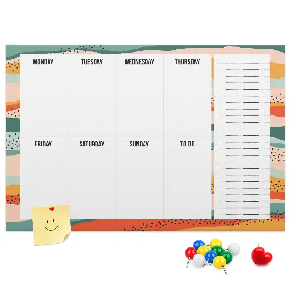 Retro Printed Cork Weekly Planner Board