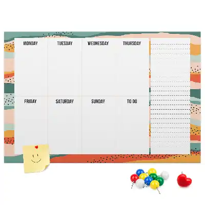 Retro Printed Cork Weekly Planner Board