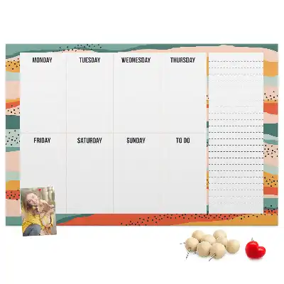 Retro Printed Cork Weekly Planner Board