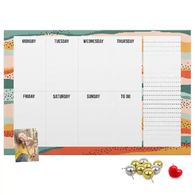 Retro Printed Cork Weekly Planner Board