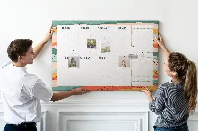 Retro Printed Cork Weekly Planner Board