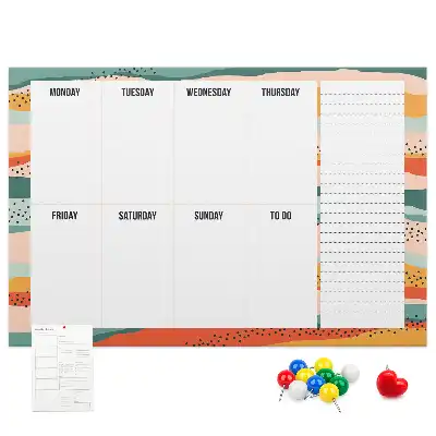 Retro Printed Cork Weekly Planner Board