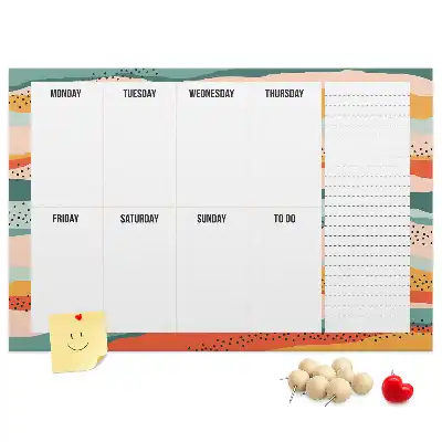 Retro Printed Cork Weekly Planner Board