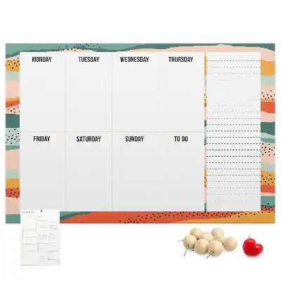 Retro Printed Cork Weekly Planner Board