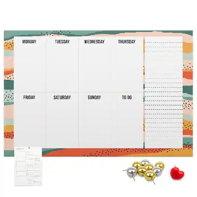 Retro Printed Cork Weekly Planner Board