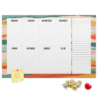 Retro Printed Cork Weekly Planner Board