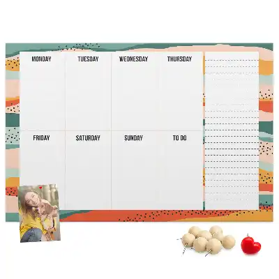 Retro Printed Cork Weekly Planner Board