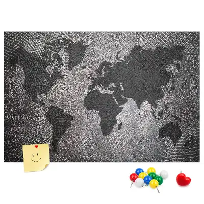 Cork Memo Board with Concrete World Map Design