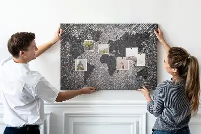 Cork memo board Concrete world map