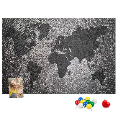 Cork Memo Board with Concrete World Map Design
