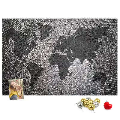 Cork Memo Board with Concrete World Map Design