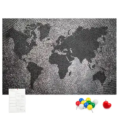 Cork Memo Board with Concrete World Map Design