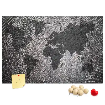 Cork Memo Board with Concrete World Map Design