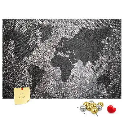Cork Memo Board with Concrete World Map Design