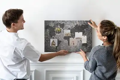 Cork Memo Board with Concrete World Map Design