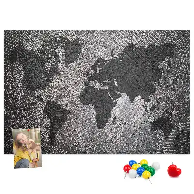 Cork memo board Concrete world map
