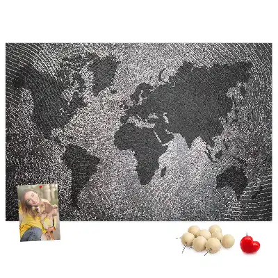 Cork Memo Board with Concrete World Map Design