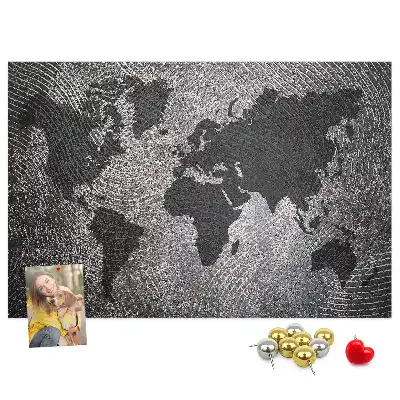Cork Memo Board with Concrete World Map Design