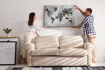 Concrete World Map Printed Cork Board