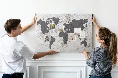 Concrete World Map Printed Cork Board