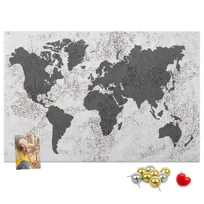 Concrete World Map Printed Cork Board